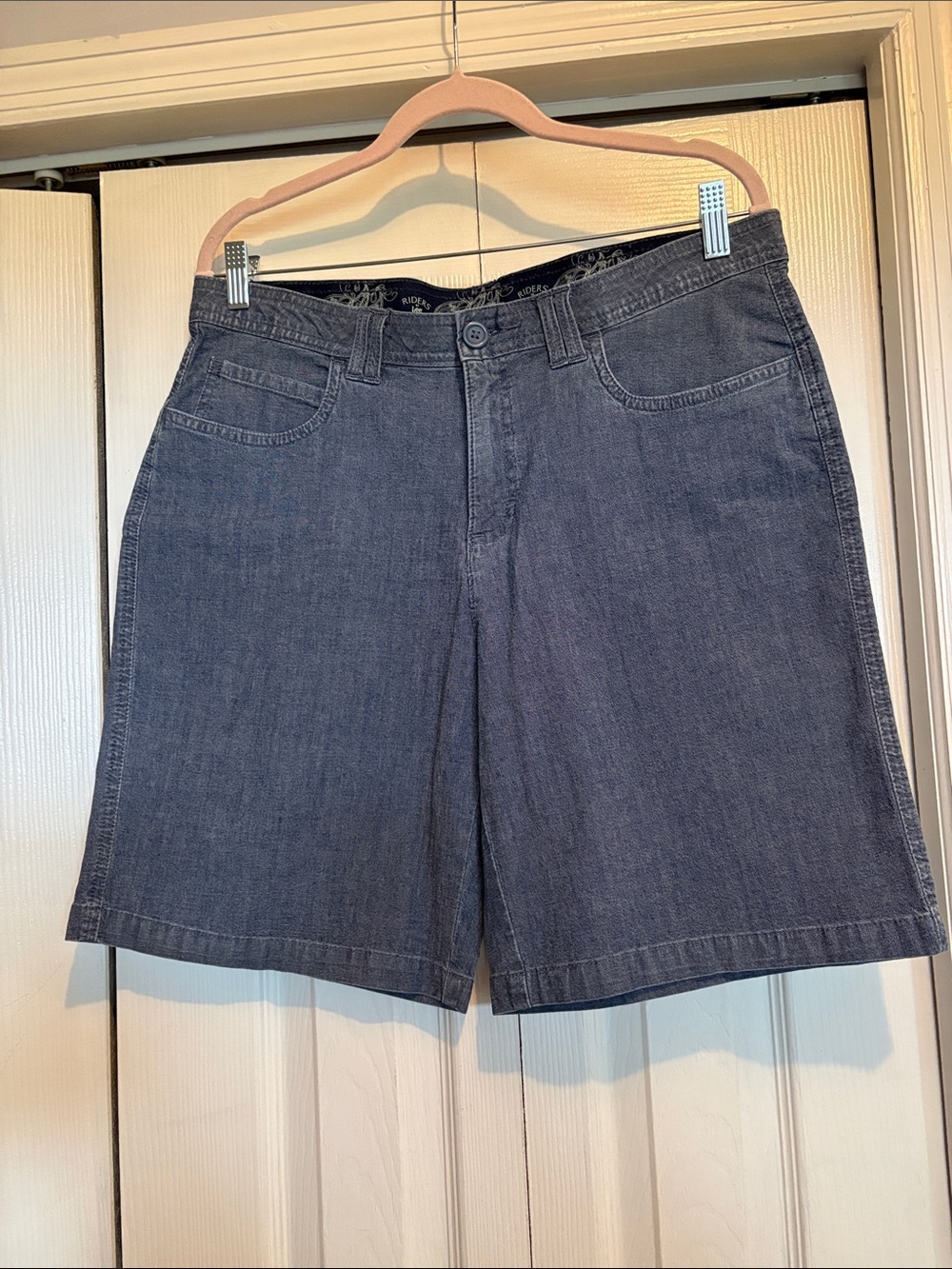 Classic Dark Blue Denim Look Cotton Shorts